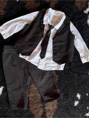 H&M Black and White Boys Formal Matching Set - Vest, Shirt, Tie, Pants